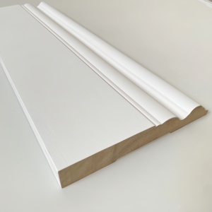 Rodapié de madera imprimada blanca, moldura de cornisa para techo, moldura de rodapié de madera maciza - Product Image 3