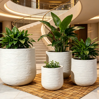 Pots à fleurs en fibre de verre de luxe de 4 tailles, jardinières coniques arrondies, pot moderne pour plantes au sol, pour la décoration de villas, d'hôtels, de halls et de jardins