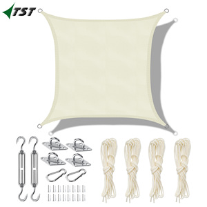 4M * 4M 13FT * 13FT Voiles d'ombrage étanches <span class=keywords><strong>Voile</strong></span> d'ombrage carrée en tissu pour auvent <span class=keywords><strong>Voile</strong></span> d'ombrage solaire - Product Image 3