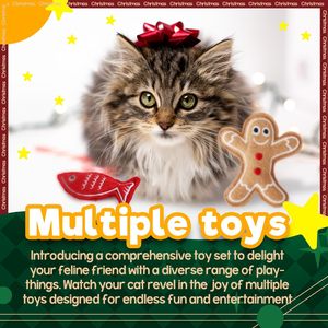 AFP Joyeux Noël et Nouvel An Jouets <span class=keywords><strong>pour</strong></span> <span class=keywords><strong>animaux</strong></span> de compagnie Design mignon Renne en pain d'épices Père Noël Bonhomme de neige Sapin de Noël Veille de Noël Pack de jouets <span class=keywords><strong>pour</strong></span> chiens et chats - Product Image 6