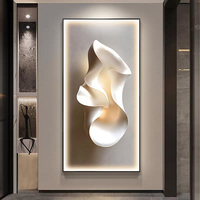 Peinture murale décorative en porcelaine de cristal avec lumière LED géométrique abstraite de luxe, art mural de luxe, peinture encadrée
