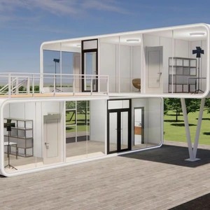 Popolare <span class=keywords><strong>Casa</strong></span> Capsula Spaziale per Esterni, Cabina <span class=keywords><strong>Mobile</strong></span> Utilizzabile per Hotel e Campeggi, Cabina Apple a Due Piani in Acciaio, Soggiorno Moderno - Product Image 5