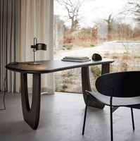 Bureau à domicile en bois massif français, bureau d'étude, bureau de travail, établi de designer, bureau d'ordinateur noir haut de gamme