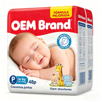 Pañales Desechables OEM para Bebés Alta Absorción Suaves Transpirables Textura 3D Talla P Mercado Sudamericano