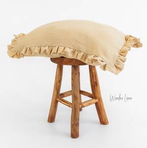 Housse de coussin carrée unie en coton 100% tricoté délavé, avec volants, douce, pour lit Queen, décoration intérieure, coussin de siège, 200TC, amovible - Product Image 4