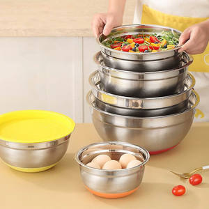 מפעל מלוטשת מראה צבעונית מטבח הכנת מנה ואגירת סלט פירות סלט קערת נירוסטה עם כשים - Product Image 5