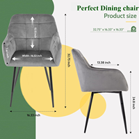Chaise de salle à manger moderne de luxe pour hôtel restaurant chaise de salle à manger en velours tufté velours en tissu scandinave marron gris avec pied en métal
