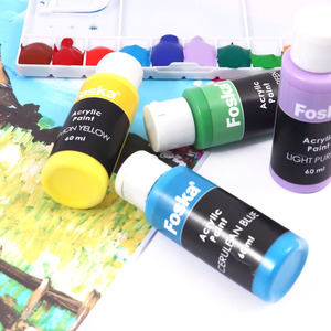 ชุดสีอะคริลิคสวยงาม 60 มล. ในขวดพลาสติก จาก Foska Office Supply Vendors สำหรับวาดภาพบนผ้าใบ หิน เซรามิก และไม้ - Product Image 1