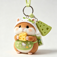 Porte-clés en peluche hamster mignon, poupée en peluche de dessin animé en forme de fromage, pendentif de sac personnalisé, cadeau