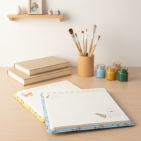 Carnet scolaire A4 à spirale avec couverture en tissu, motif Chiot de Jardin des Fêtes, 200 pages, impression UV, multicolore, logo personnalisé