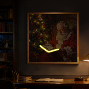 Impresión de Arte Luminoso LED de <span class=keywords><strong>Santa</strong></span> <span class=keywords><strong>Claus</strong></span> para Navidad, Impresión LED en Lienzo, Marco Rústico Navideño para Decoración - Product Image 3