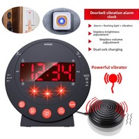 Réveil vibrant multifonction avec alerte sonnette, horloge numérique électronique LED, son puissant, vibrations fortes, design moderne en plastique