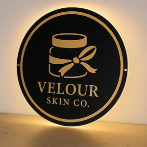 Letrero acrílico retroiluminado LED para decoración de pared de negocios personalizado negro blanco colorido cualquier forma Logo Sign - Product Image 1