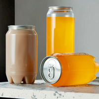 Bouteilles de boisson en PET de qualité alimentaire en gros, avec logo personnalisé, transparentes, avec couvercle en aluminium à ouverture facile pour jus et boissons énergisantes