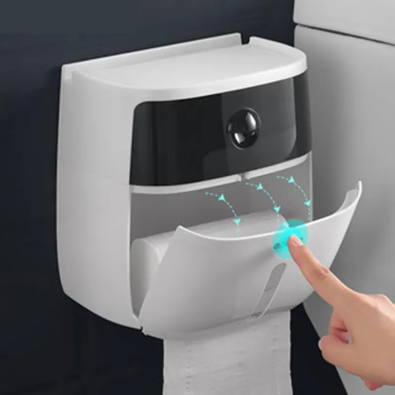 Modern white toilet paper dispenser wall mounted Waterproof Multifunctional Tissue Box Paper Holder