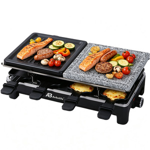 Anbolife OEM/ODM Gril à <span class=keywords><strong>raclette</strong></span> antiadhésif pour 8 personnes avec 8 poêles à <span class=keywords><strong>raclette</strong></span>, plaque en <span class=keywords><strong>pierre</strong></span> amovible pour une cuisson saine et faible en gras - Product Image 1