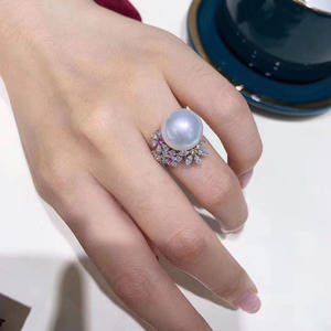 Base para Anillos de Plata S925, Accesorios para Perlas DIY, Base para Joyería de 1970, Redonda, Plana, de 12-14 mm, para Anillos de Moda - Product Image 1