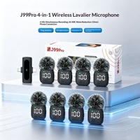 Microphone Lavalier Sans Fil Omnidirectionnel Quatre-en-Un J99Pro avec Affichage Numérique et Connecteurs Type-C et Lightning pour Studio et Diffusion en Direct