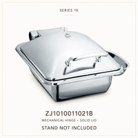 Chauffe-Plat Buffet Professionnel en Acier Inoxydable avec Couvercle en Verre Demi-Taille et Charnière Mécanique pour Induction
