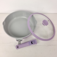 Poêle à frire OEM en fonte d'aluminium de 28 cm, compatible four, avec poignée amovible, revêtement céramique antiadhésif, sans PFAS, avec cuiseur vapeur