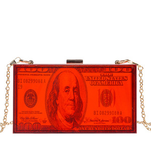 Style européen américain été mode cent dollar Bill argent Transparent acrylique sac à main petite boîte de soirée carrée <span class=keywords><strong>pochette</strong></span> - Product Image 2