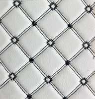Rollo de Cuero Sintético con Bordado de Estrellas Acolchadas en Forma de Diamante, Tela de Espuma Esponjosa Impermeable para Tapetes de Auto e Interiores de Vehículos