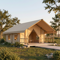 Tente de glamping nomade 5x9m, taille personnalisée, structure en acier, membrane en PVC, imperméable, ignifuge, pour camping, lodge, chalet