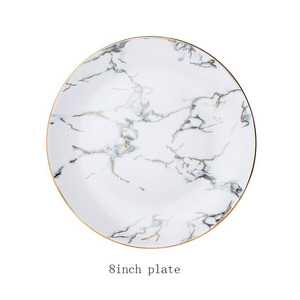 Nuevo diseño restaurante mármol dorado ensalada de carne carta oro postre de plato de cerámica anidación conjunto - Product Image 4