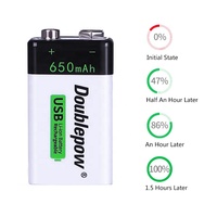 Batterie rechargeable Li-ion 9V haute capacité 650mAh rechargeable par USB, batterie lithium-ion USB pour instrument électronique