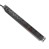 PDU Estándar Británico (UK) de 8 Salidas 13A 15A con Protección Contra Sobrecarga, Montaje en Rack 1U de 19 Pulgadas, Gabinete de Distribución de Energía de Aluminio para Servidor
