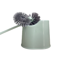 Ensemble brosse de toilette avec support, brosse de nettoyage à long manche pour salle de bain, poils gris pour un nettoyage efficace, base de rangement incluse