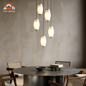 Lampadario Moderno Minimalista a 6 Luci <span class=keywords><strong>in</strong></span> <span class=keywords><strong>Vetro</strong></span>, Lampada a Sospensione Creativa <span class=keywords><strong>in</strong></span> <span class=keywords><strong>Vetro</strong></span> Opalino Bianco per Sala da Pranzo e Camera da Letto - Product Image 5