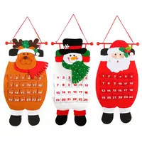 YQ-2117 Muur Opknoping Santa Kerst Voelde Advent Kalender Met Zakken 24 Dagen Herbruikbare Voelde Kalender Xmas Decoraties