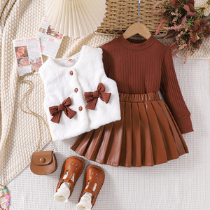 <span class=keywords><strong>Ropa</strong></span> Infantil al por Mayor <span class=keywords><strong>para</strong></span> Niñas de 2 a 7 Años, <span class=keywords><strong>Nuevo</strong></span> Estilo, <span class=keywords><strong>Ropa</strong></span> Interior de Manga Larga, Suéter, Chaleco, Falda, Conjunto de Tres Piezas - Product Image 3