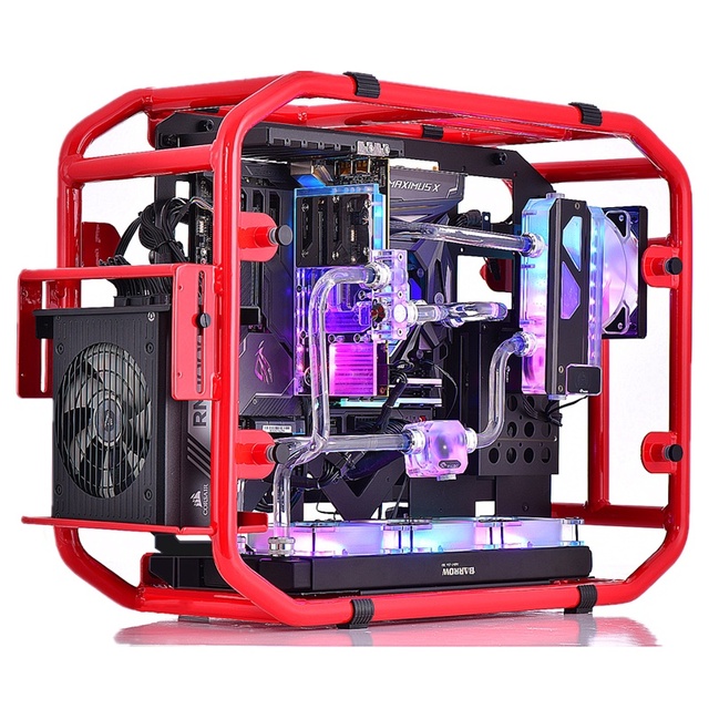 KF2matx Mini Gaming Computer Case with Glass Side Transparent Design Split Type Water Cooling Desktop Host