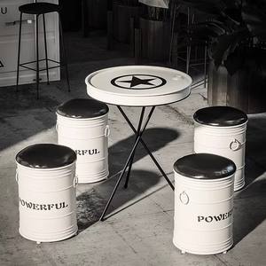 Conjunto de Mesa y Sillas para Cafetería de Té con Leche, Tambor de Aceite Personalizado, Estilo Creativo, Comercial, Industrial, Moderno, Metálico, Área de Descanso - Product Image 3