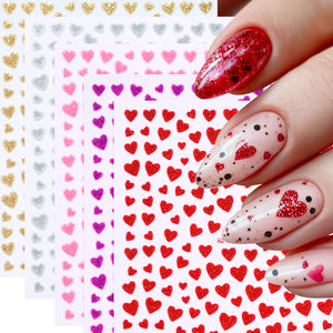 1 autocollant pour ongles en forme de cœur brillant avec paillettes, 3D, <span class=keywords><strong>rouge</strong></span>, violet, or, rose, argent, adhésif, pour la Saint-Valentin, <span class=keywords><strong>manucure</strong></span> - Product Image 1