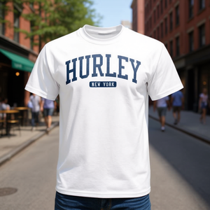 T-shirt blanc style universitaire Hurley New York pour homme, vêtements décontractés - Product Image 3