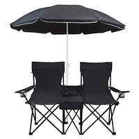 Vente en gros de voyage en plein air randonnée pique-nique parasol protection UV double siège plage pliante camping amoureux chaise avec parapluie