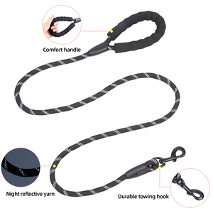 Laisse pour chien personnalisée durable en gros, imprimée, réfléchissante, en polyester/nylon, anti-explosion, avec poignée antidérapante, moderne et simple - Product Image 1