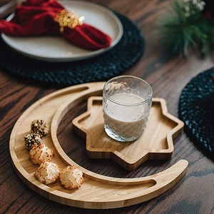 Bandeja de madera para dulces, bebidas y aperitivos, <span class=keywords><strong>luna</strong></span> creciente y Estrella, 11,8 pulgadas - Product Image 4