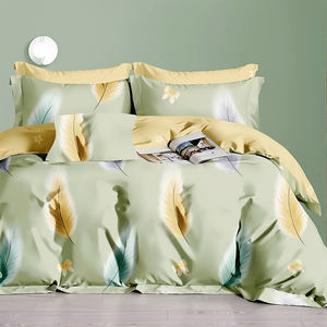 Parure de lit 3 pièces en coton 100 % écologique, lavable, imprimée, taille King, avec taies d'oreiller, 200 fils/cm², style européen, toutes saisons, livraison rapide - Product Image 1