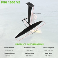 Aile avant de planche hydrofoil en fibre de carbone légère noire 6 kg avec mât en aluminium, série GY Axis Foil PNG 1300V2, usine OEM/ODM