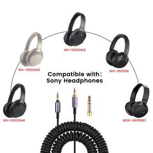 Pour SONY prise 3.5mm avec câble adaptateur 6.5mm WH-1000XM3 XM2 XM4 <span class=keywords><strong>H900N</strong></span> H800 4 pieds étendu à 14 pieds câble Audio enroulé - Product Image 4
