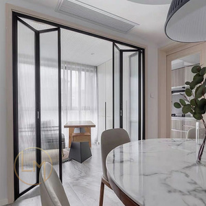 Portes pliantes horizontales sans cadre en verre pour cuisine et salle de bain de villa moderne, résistantes au vent, finies - Product Image 4