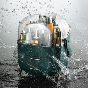 Dainty 2-מגירות איפור מארגן מברשת מחזיק שפתון מדף ברור כיסוי קוסמטי תצוגה מקרה אחסון חדר אמבטיה - Product Image 6