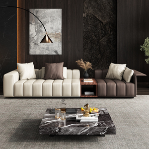 <span class=keywords><strong>Canapé</strong></span> sectionnel en <span class=keywords><strong>cuir</strong></span> de vachette personnalisé de style italien Ensemble minimaliste de luxe pour grand appartement villa salon - Product Image 1