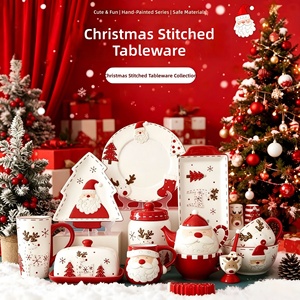 Vajilla de Cerámica de la Serie Stitch Navideña, Apta para Alimentos y <span class=keywords><strong>Microondas</strong></span>, Platos Festivos de Estilo Nórdico de Lujo Ligero - Product Image 2