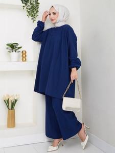 新款两件套穆斯林女式衬衫2件套长袖衬衫宽腿裤套装沙特阿拉伯迪拜秋装 - Product Image 2