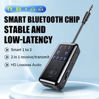 Bluetooth 6.0 Audio-Sender und -Empfänger 3,5mm AUX HIFI Dual-Geräte Drahtloser Adapter mit Leistungsanzeige für Auto und TV